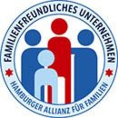Siegel mit der Aufschrift: Familienfreundliches unternehmen - Hamburger Allianz für Familien